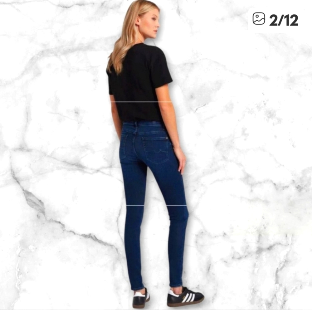 7 for all Mankind Slim Straight Jeans Dark Wash Womens Luxury Classic Fall